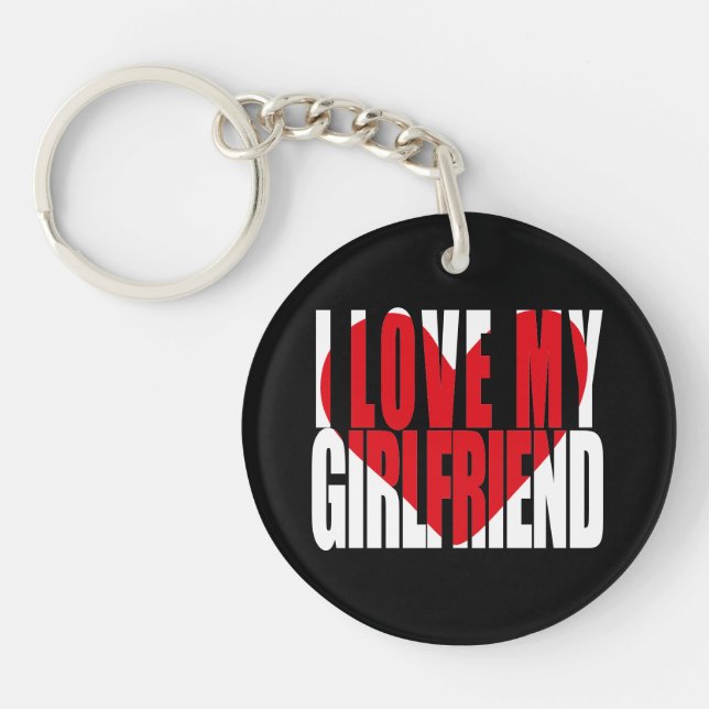 I Love My Girlfriend Photo Custom Keychain (Front)