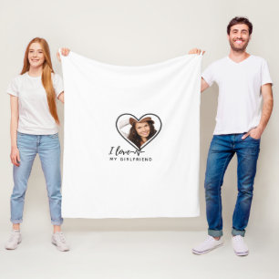 I LOVE MY GIRLFRIEND  Photo Gift Personalized Fleece Blanket