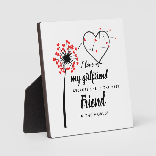 I Love My Girlfriend PHOTO Gift Personalized Heart Plaque (Front)