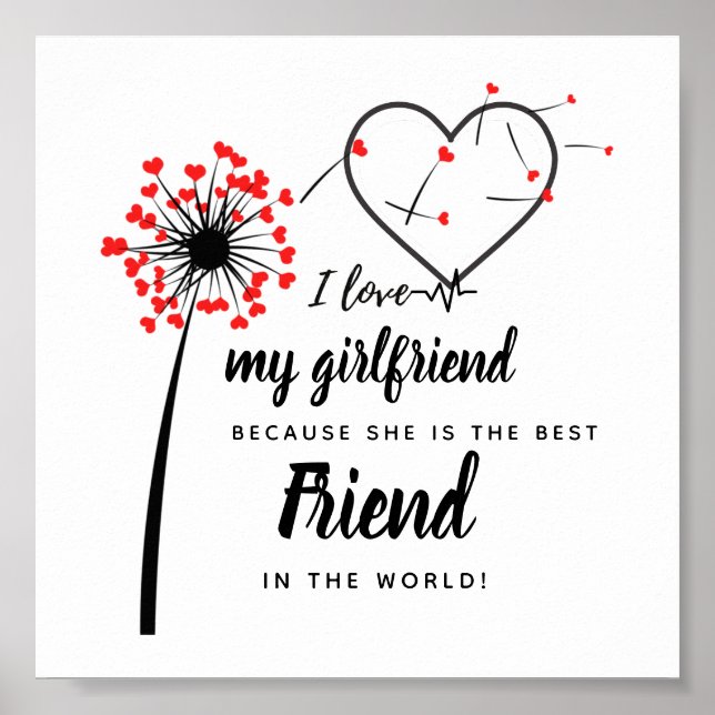 I Love My Girlfriend PHOTO Gift Personalized Heart Poster (Front)