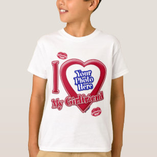 I Love My Girlfriend Photo Red Heart Lips T-Shirt