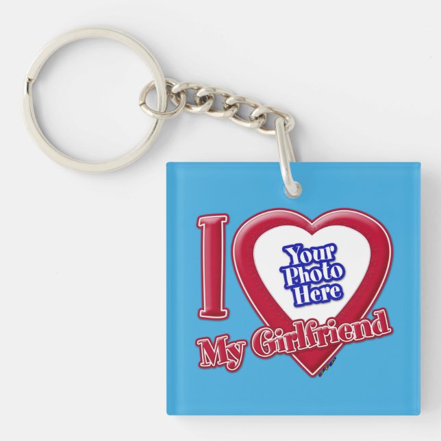 I Love My Girlfriend Photo Red Heart Turquoise (Devant)