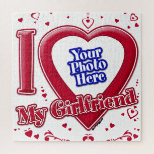 I Love My Girlfriend Photo Red Hearts Jigsaw Puzzle