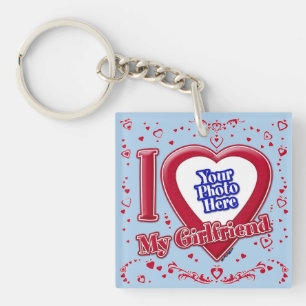 I Love My Girlfriend Photo Red Hearts Light Blue