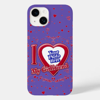 I Love My Girlfriend Photo Red Hearts Purple Case-Mate iPhone 14 Case