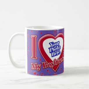 I Love My Girlfriend Photo Red Hearts Purple Coffee Mug