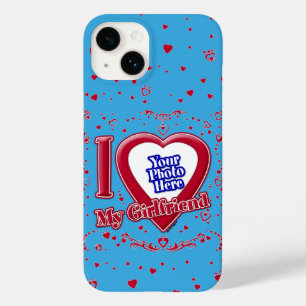 I Love My Girlfriend Photo Red Hearts Teal Case-Mate iPhone 14 Case
