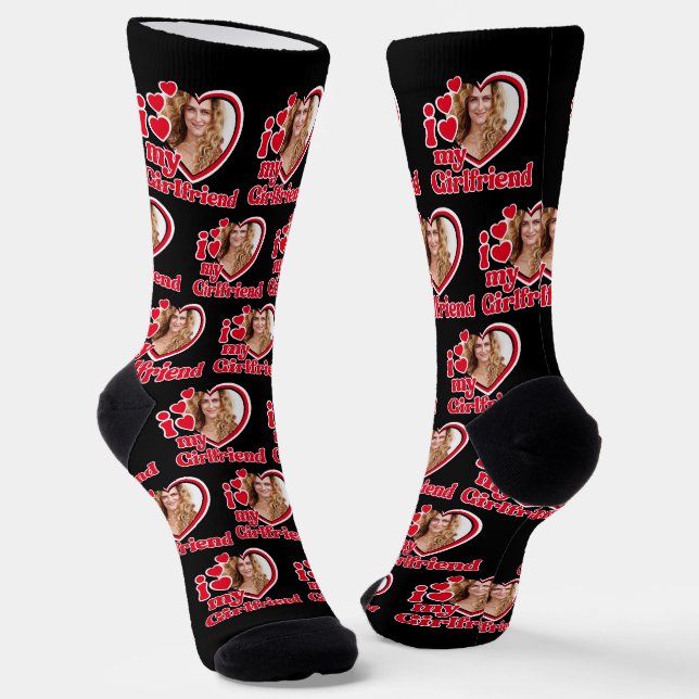 I Love My Girlfriend Photo Socks (Angled)