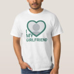 I Love My Girlfriend Photo T-Shirt<br><div class="desc">Create your own I Love My Girlfriend more than ever Photo Text T-Shirt with this modern and funny shirt template featuring a cool slab serif font and girlfriend photo into a huge emerald green heart. Add your own photo, your name or any personalized text. Make your own unique gift for...</div>