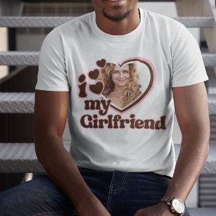 I Love My Girlfriend Pink Brown Photo Maternity T-Shirt