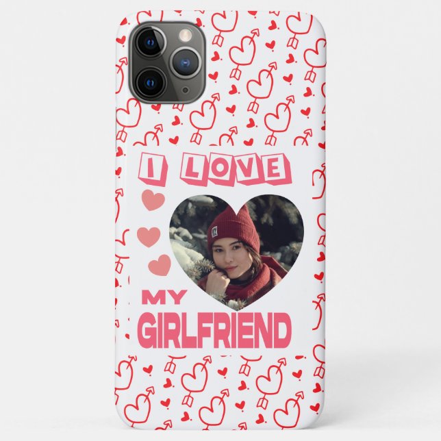 I Love My Girlfriend Pink Heart Coque photo person (Dos)