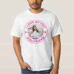 I Love My Girlfriend Pink Personalized Photo T-Shirt<br><div class="desc">Pink and White Personalized "I Love my Hot Girlfriend" custom text and photo tshirt design that you can use to create your own "I love my girlfriend" shirt. Colours and fonts can be edited, just click 'customize further' for full design control. This style is perfect for a simple, minimal, more...</div>