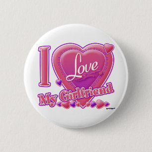 I Love My Girlfriend pink/purple - hearts 2 Inch Round Button