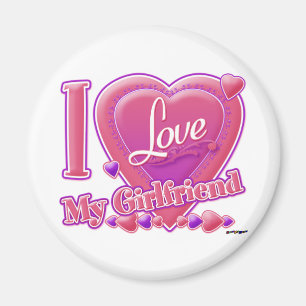 I Love My Girlfriend pink/purple - hearts Magnet