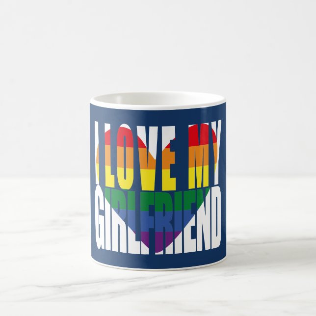 I Love My Girlfriend Rainbow Heart Coffee Mug (Center)