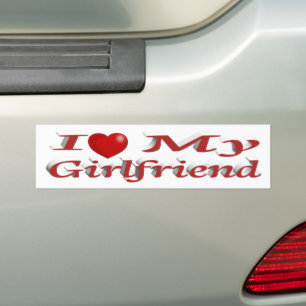 I Love My Girlfriend red text Bumper Sticker