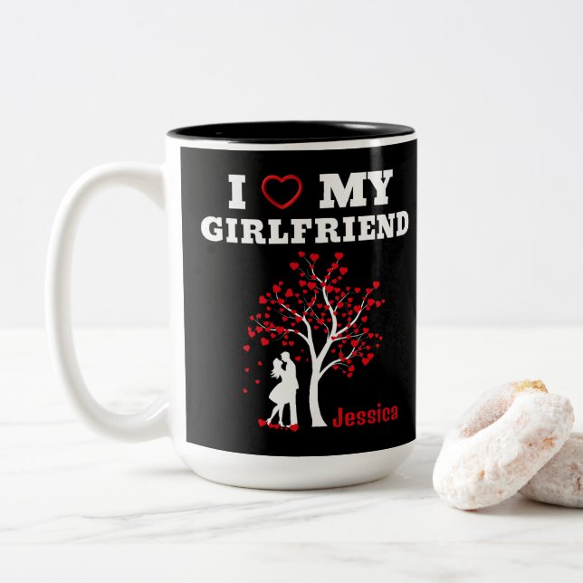 I Love my Girlfriend Two-Tone Coffee Mug (With Donut)