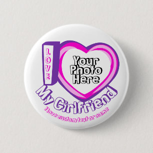 I love My Girlfriend Valentines Day Newly Weds 2 Inch Round Button