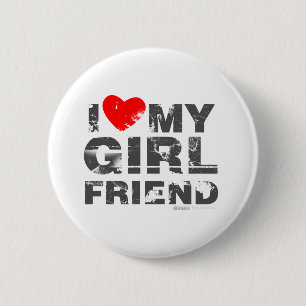 I Love My Girlfriend Vintage Valentines Day heart 2 Inch Round Button
