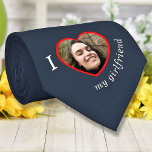 I Love My Girlfriend Wife Custom Photo Text Tie<br><div class="desc">Upload a photo, customize the text, and easily create your personalized Valentines day, anniversary, Fathers day, or birthday neck tie. You can TRANSFER this DESIGN on other Zazzle products and adjust it to fit most of the Zazzle items. You can also click EDIT USING DESIGN TOOL to change the background...</div>