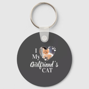 I Love My Girlfriends Cat Photo  Keychain