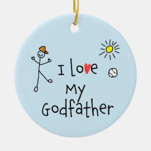 I Love My Godfather Photo Ceramic Ornament