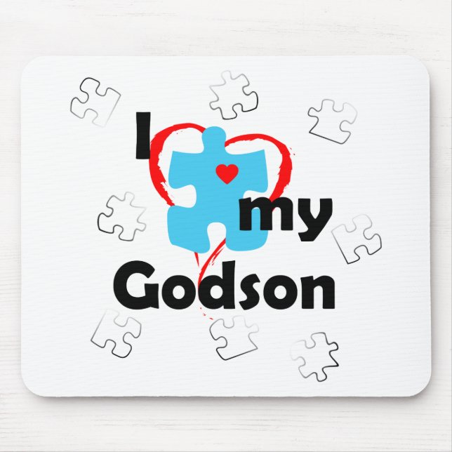 I Love My Godson - Autism Mouse Pad (Front)