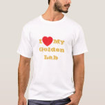 I love My Golden Lab T-Shirt<br><div class="desc">Men's Classic T Shirt In White Colour and Text In Golden Yellow Colour and casual fun fashion statement apparel accessory printed with customizable template text phrase I ♥️ My Golden Yellow Lab on Hats, Shirts and Pet Products by TheFabricSeal print on demand shop at Zazzle.com #ZazzleMade https://www.zazzle.com/store/thefabricseal Comfortable, casual and...</div>