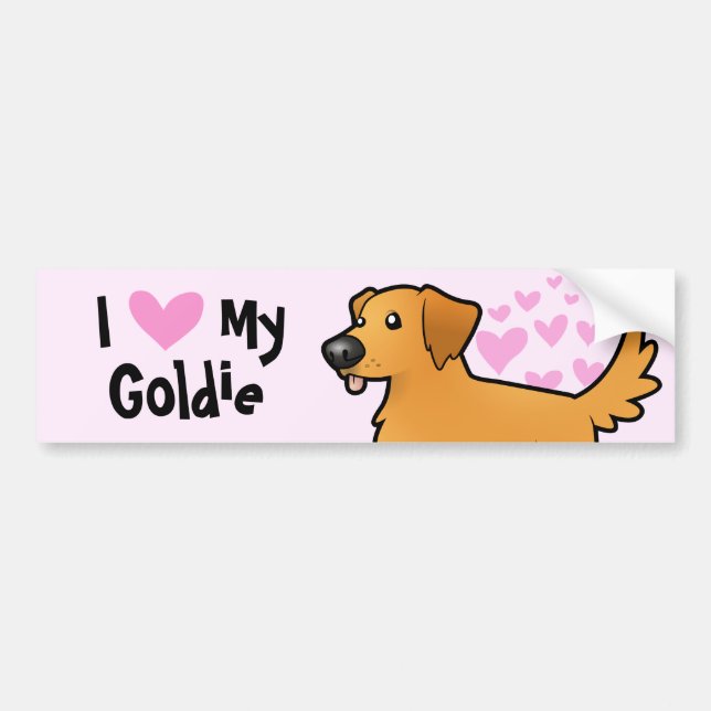 I Love My Golden Retriever Bumper Sticker (Front)