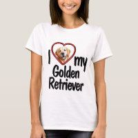 I Love My Golden Retriever Cute Heart Photo Frame
