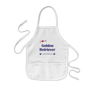 I Love My Golden Retriever (Male Dog) Kids Apron