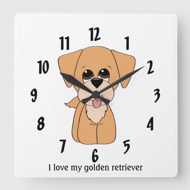 I Love My Golden Retriever Wall Clock (Front)
