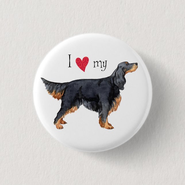 I Love my Gordon Setter 1 Inch Round Button (Front)