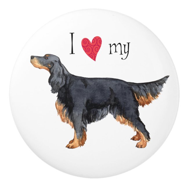 I Love my Gordon Setter Ceramic Knob (Front)