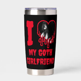 I Love My Goth Girlfriend Dripping Red Heart Photo Insulated Tumbler