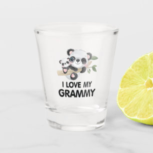 I Love My Grammy Cute Baby and Adult Pandas Shot Glass