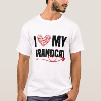 I Love My Grandcat Heart Paw Cat Lovers T-Shirt