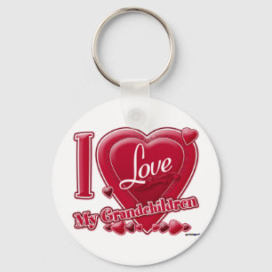 I Love My Grandchildren red hearts Keychain