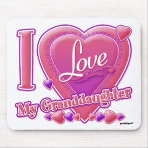 I Love My Granddaughter pink/purple - heart Mouse Pad