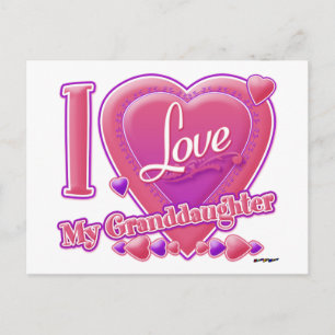 I Love My Granddaughter pink/purple - heart Postcard