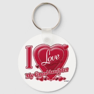 I Love My Granddaughter red - heart Keychain