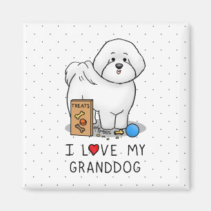 I Love My Granddog Bichon Frise Dog - grandparent Magnet