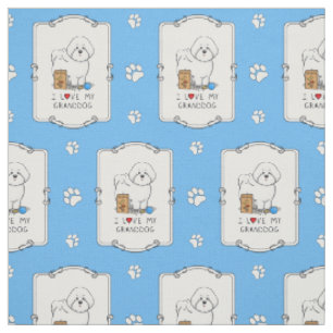 I Love My Granddog Bichon Frise Dog - Grandpuppy Fabric
