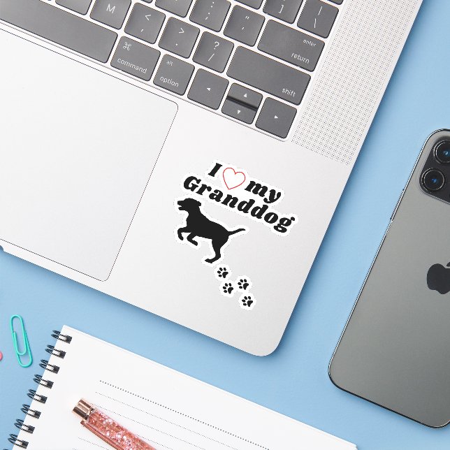 I Love My Granddog - Sticker pour grand chien (Ordinateur portable avec iPhone)