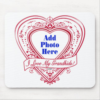 I Love My Grandkids! Photo Red Hearts Mouse Pad