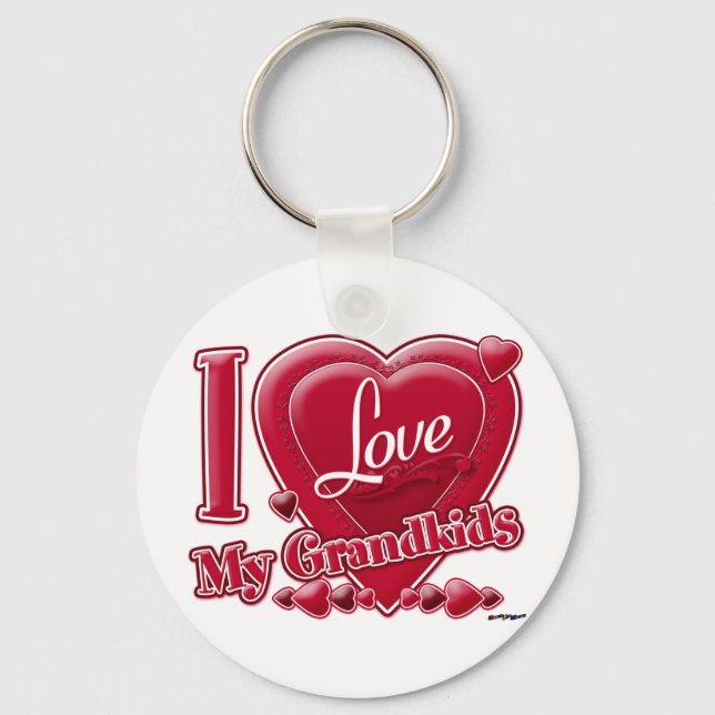 I Love My Grandkids red - heart Keychain (Front)