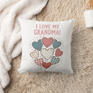 I Love My Grandma Country Heart Design Throw Pillow
