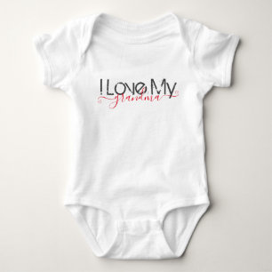 I Love My Grandma   Customizable Red Script Baby Bodysuit