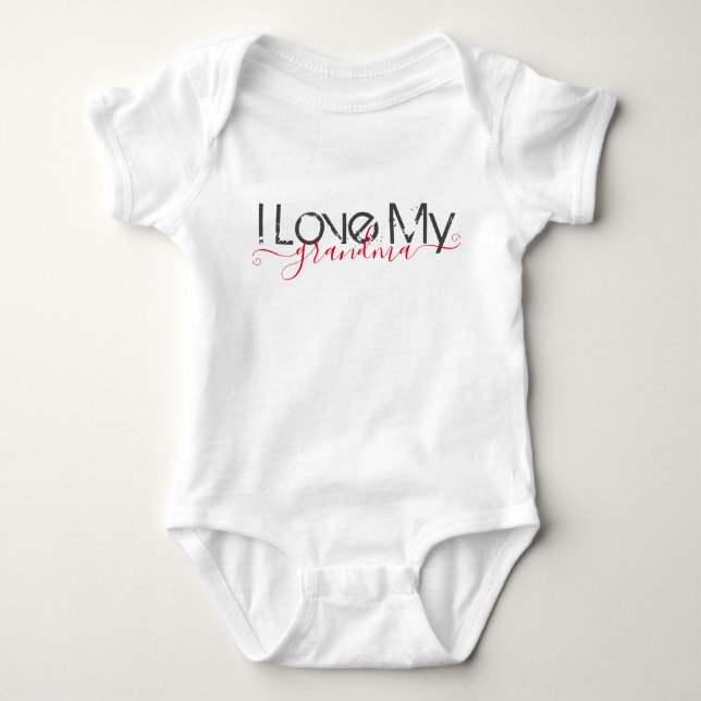 I Love My Grandma | Customizable Red Script Baby Bodysuit (Front)