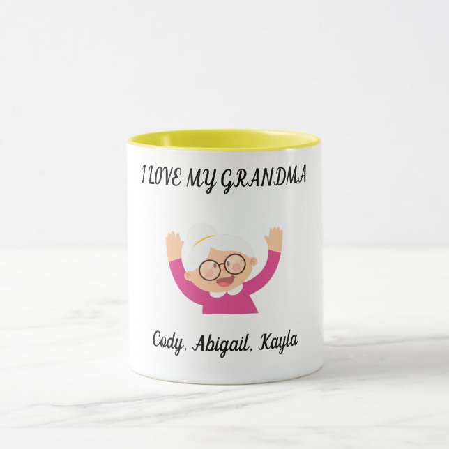"I Love My Grandma" deux tasses de café toniques.  (Centre)
